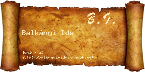 Balkányi Ida névjegykártya
